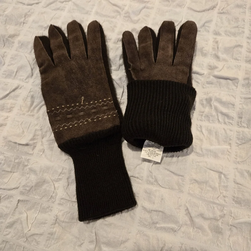 🧤 Vintage Women’s Dress Gloves – Suede Cowhide Shell, Size L